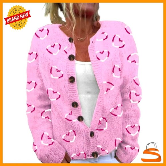 Sweaters - Vintage Knit Cardigan Long Sleeve Button Front Oversized Y2K Retro Chic
